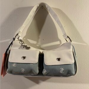Juicy Couture Pack It Up shoulder Bag Light washed Denim and white BNWT